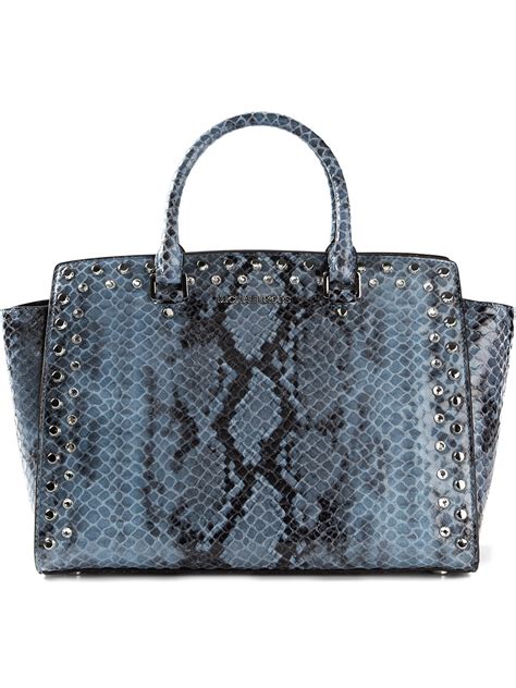 michael kors blue snakeskin purse|michael kors snakeskin tote.